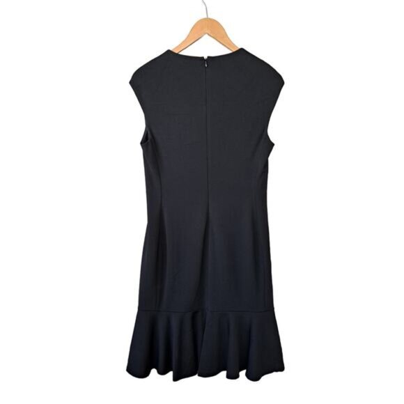 NEW Ralph Lauren POLO Black Ruffled Ponte Dress Size 8 Cap Sleeve Office Evening - Picture 10 of 11